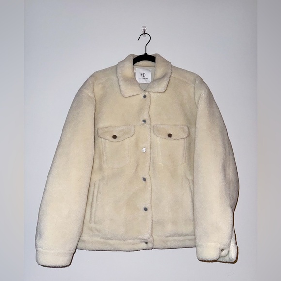 Anine Bing shearling oversized jacket ivory small teddy shacket - Picture 5 of 15